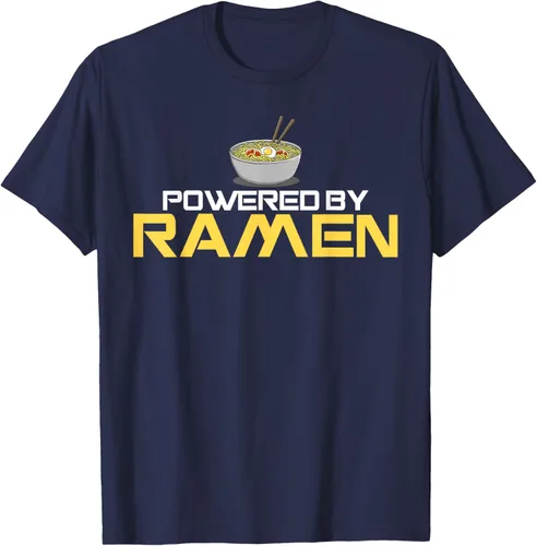 Miniatura 49 de Camiseta de fideos de anime japoneses Powered By Ramen, Negro, S