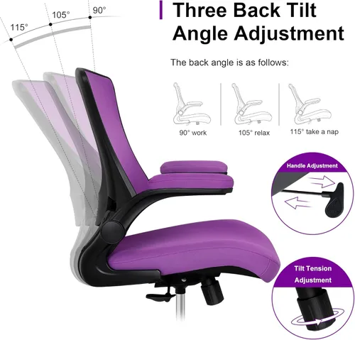 Miniatura 5 de Misolant Silla de oficina alta, silla de dibujo para escritorio de pie, silla de oficina alta con soporte lumbar ajustable, brazo abatible y anillo