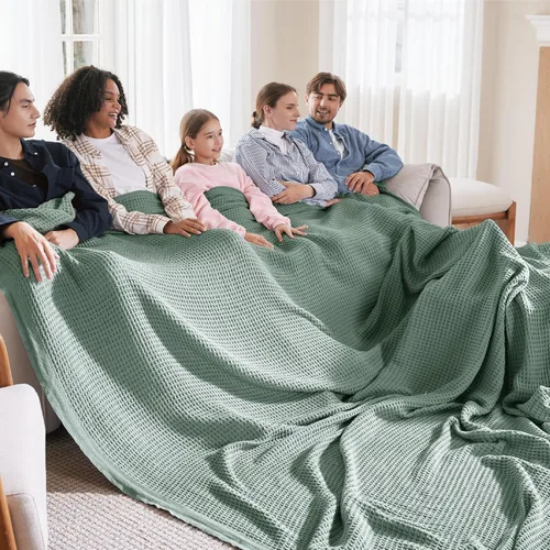 Miniatura 62 de Bedsure Gentlesoft - Manta de 100 % algodón, tamaño Twin XL, para dormitorio universitario, transpirable y suave, manta Twin de tejido waffle