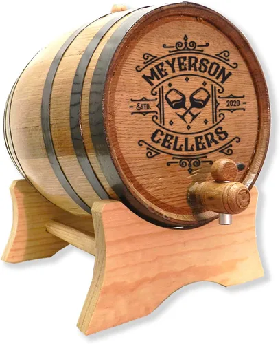 Barril de envejecimiento de roble personalizado de 1 litro para vino con soporte, bung y espita – Age Mead, cócteles, bourbon, whisky, cerveza y