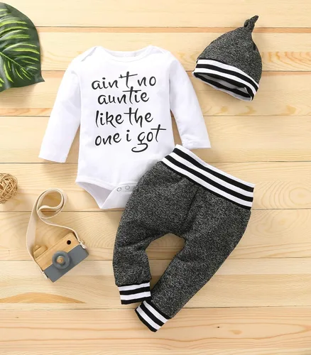 Miniatura 2 de Aint No Auntie Like The One I Get Baby Boy Ropa de niño con letras impresas en la tía con texto en inglés "Auntie Like The One I Get Baby Boy