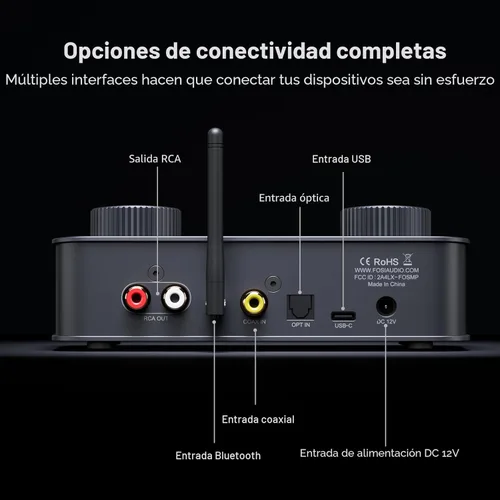 Miniatura 4 de Fosi Audio K7 DAC Amplificador de Auriculares, Convertidor de Audio Digital a Analógico USB C de Escritorio para Espacio de Trabajo y PC