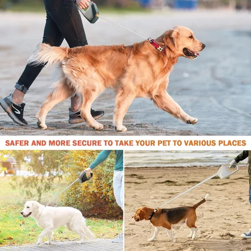 Miniatura 6 de Vivicreate Correa retráctil resistente para perros, correa de cinta de nailon resistente de 16 pies para perros medianos y grandes de hasta 110