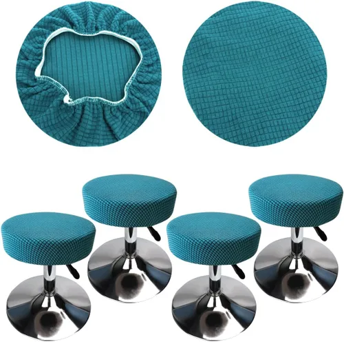 Miniatura 18 de Funda de taburete redonda de 12 a 16 pulgadas, fundas de asiento redondas para taburetes de bar, tela de lujo elástica, lavable de jacquard a prueba