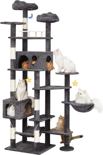 Miniatura 10 de Meecal Árbol de gato resistente de 79 pulgadas para gatos de interior y adulto, torre gigante alta para gatos con poste rascador, perchas grandes