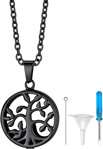 Miniatura 32 de Richsteel Collares de urna para cenizas para mujeres y hombres, collar con colgante de cremación para cenizas, joyería conmemorativa de acero
