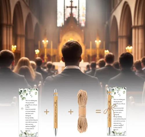 Miniatura 3 de Tenceur 50 juegos de regalos cristianos para el Día del Padre, bolígrafos de bambú con versículos bíblicos a granel y marcadores inspiradores