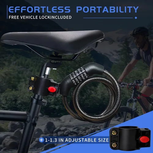 Miniatura 2 de Juego de 10 cerraduras de cable de acero reiniciables de 5 dígitos de 43.3 pulgadas, cerradura de bicicleta enrollable para motocicleta, bicicleta