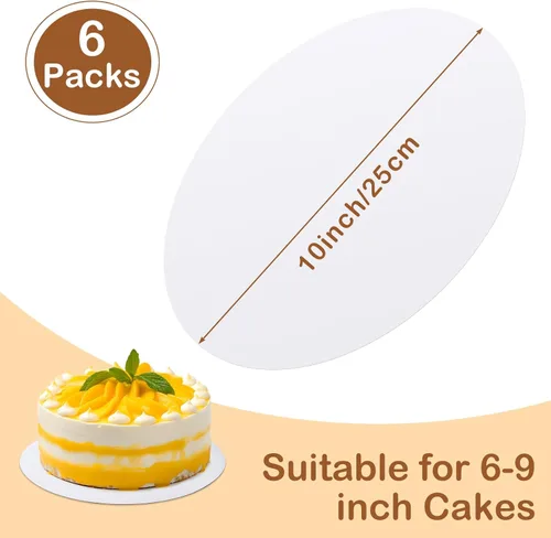 Miniatura 2 de 6 piezas de soportes para tartas, soportes para tartas blancos de 25,4 cm redondos, 100% cartón de grado alimenticio, soportes circulares