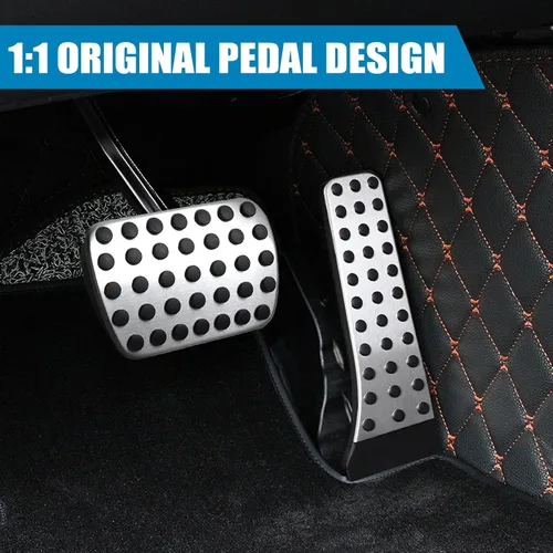 Miniatura 6 de Cubierta de pedal de freno y gasolina: acero inoxidable cepillado con almohadillas antideslizantes de goma compatibles con Mercedes-Benz