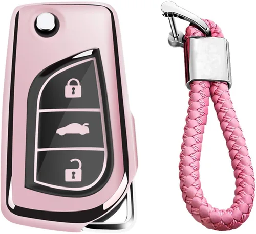 Miniatura 10 de Funda de Silicona Suave de Goma con Textura de Fibra de Carbono Cubierta de Llave Fob Para Toyota 4Runner Avalon C-HR Camry Corolla Fortuner