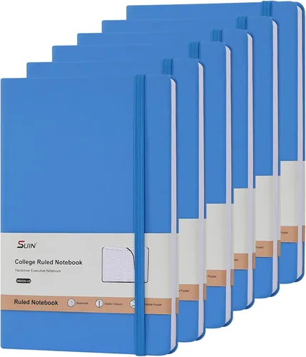 Miniatura 8 de SUIN Cuadernos de diario de tapa dura, cuadernos de diario rayados A5 para escribir de 200 páginas, 8.2 x 5.5 pulgadas, cuadernos clásicos rayados