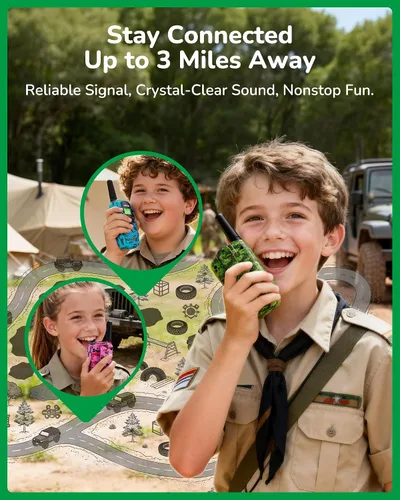 Miniatura 4 de Walkie Talkies para Niños Rellenos de Media Juguetes para Niños y Niñas de 3-12 Años, Alcance de 3 Millas Walkie Talkie para Acampar, Exterior