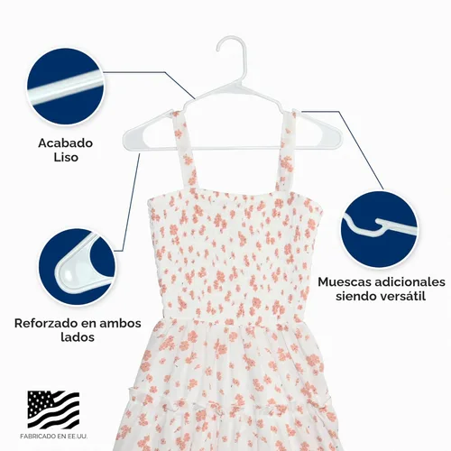 Miniatura 6 de Perchas de plástico, paquete de 50, colgador de ropa fuerte y ahorrador de espacio, fabricado en EE. UU., colgador de plástico perfecto para camisas