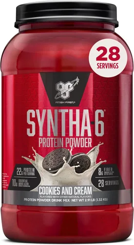 Miniatura 28 de BSN SYNTHA-6 Proteína de suero de leche en polvo con caseína micelar, aislado de proteína de leche, sabor a masa para pastel de chocolate, 48
