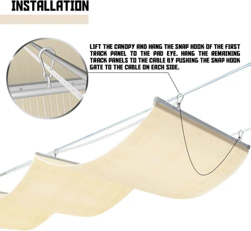 Miniatura 5 de TANG Cubierta de Sombra para Pérgola de 7' x 16', Toldo Retráctil, Toldos de Sombra Solar para Pérgolas de Patio Exterior, Kit para Terraza Patio