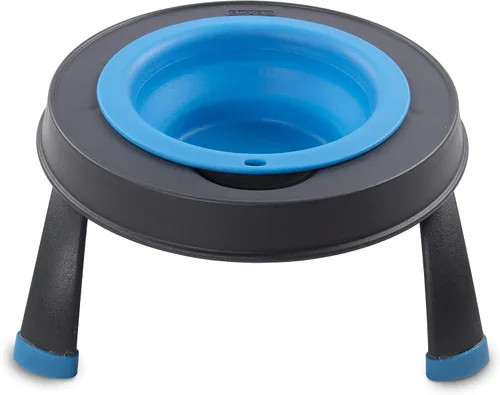 Miniatura 7 de Dexas Popware - Comedero elevado individual para mascotas, gris/azul, grande, capacidad de 4 tazas (PW140432312)