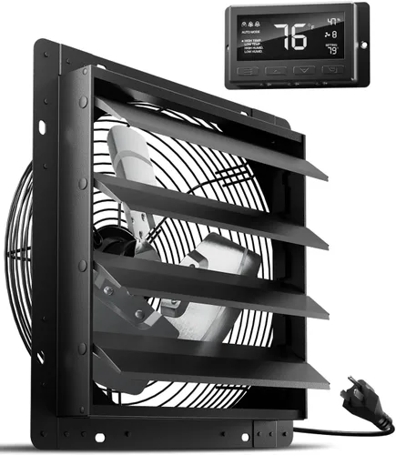 Miniatura 10 de HG Power 350 mm Exhaust Fan with Speed Regulator, Industrial Wall Fan with EC Motor, 2200 m³/h, Wall Fan, Adjustable Aluminium Window Fan for