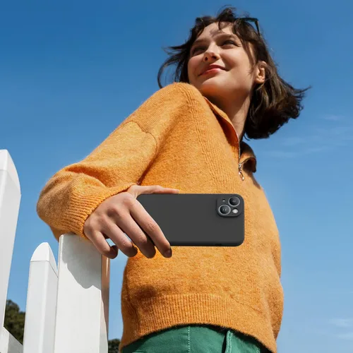Miniatura 5 de Miracase - Funda diseñada para iPhone 14 de silicona líquida, a prueba de golpes, con protector de pantalla, protección para cámara y forro de Negro