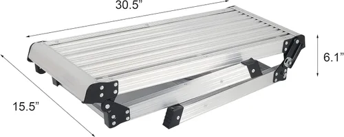 Miniatura 5 de LEADALLWAY Plataforma de trabajo de aluminio de 30 x 12 x 20 pulgadas, plataforma de aluminio plegable resistente, capacidad de 330 libras Plateado