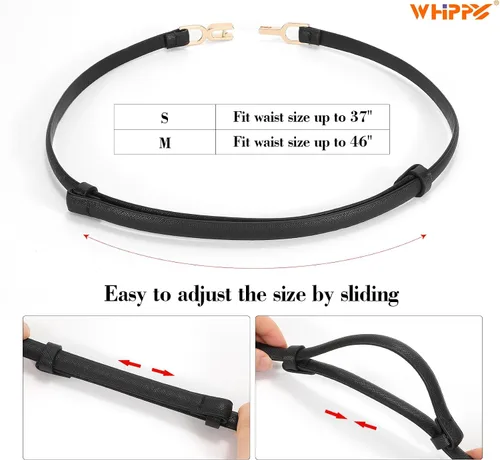 Miniatura 6 de WHIPPY Cinturón de cuero delgado ajustable para mujer, cinturón de hebilla de moda para vestido