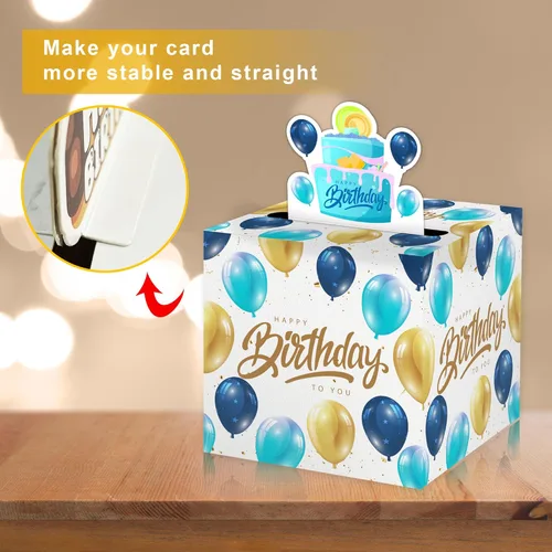 Miniatura 3 de Caja de dinero de feliz cumpleaños para regalo en efectivo, incluye tarjeta de feliz cumpleaños y 35 bolsas transparentes, divertido regalo