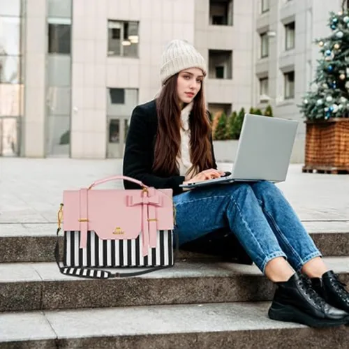Miniatura 4 de MATEIN Bolsa para laptop para mujeres, maletín delgado de 15.6 pulgadas para computadora, funda, bolsa ligera linda y femenina de mensajero