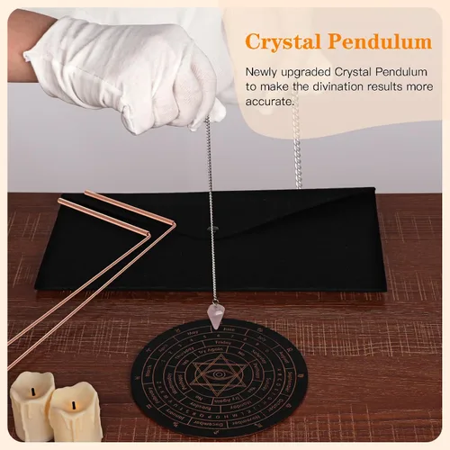 Miniatura 4 de Kit de varillas de adivinación de cobre puro al 99.9% - 2 piezas 30 * 13 cm varillas de adivinación + bolsa de regalo + guantes para adivinación por