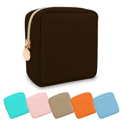 Miniatura 80 de Estuche pequeño para lápices y maquillaje para bolso, lindo estuche de lápices, bolsa de pinceles de maquillaje de nylon con cremallera, estuche