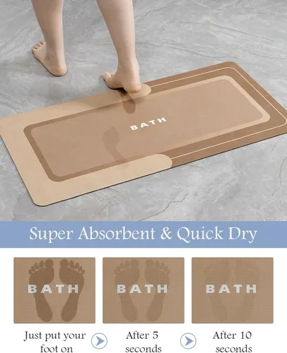 Miniatura 3 de MontVoo - Tapete de baño antideslizante, súper absorbente, resistente a las manchas, de secado rápido, delgado, para baño, suelo, bañera, tocador