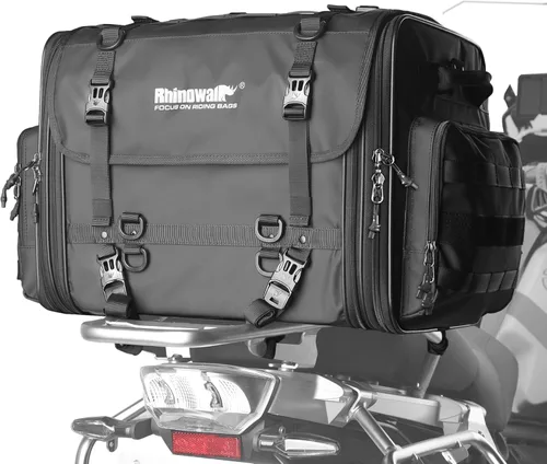 Miniatura 12 de Rhinowalk Bolsa trasera para motocicleta, bolsas de equipaje de viaje expandibles para motocicleta 33-45L, bolsa impermeable para todo clima