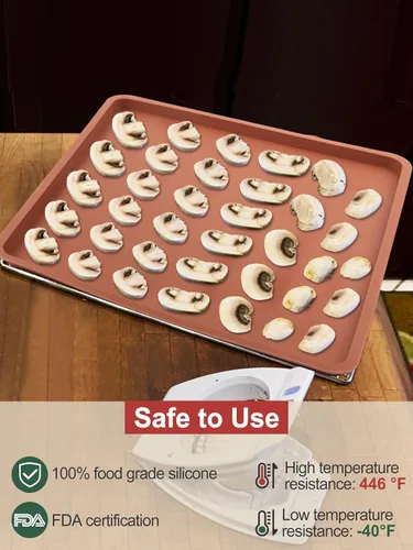 Miniatura 4 de Aulock 4 hojas deshidratadoras de alimentos de silicona con borde, compatibles con bandejas Cosori de 12" x 11", forro de bandeja cuadrado