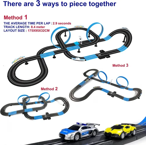 Miniatura 2 de AGM MASTECH Serie de Alta Velocidad Conjunto de Pista Dual, Pista Eléctrica de 8.4m con 4 Vehículos Carrera de Autos de Ranura con Licencia Oficial