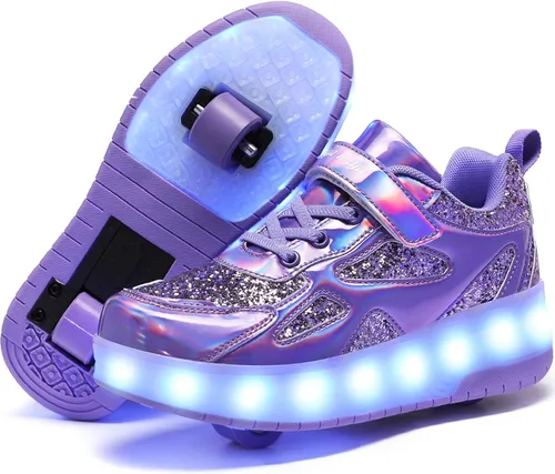 Miniatura 15 de Ufatansy Roller Shoes Girls Boys Sneakers with Wheels Roller Skate Shoes USB Charging LED Light Up Footwear Skates for Beginner Trainers Kids