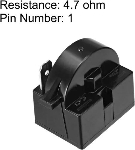 Miniatura 2 de uxcell Relé de arranque de refrigerador de 4,7 ohmios y 1 pin para compresor negro