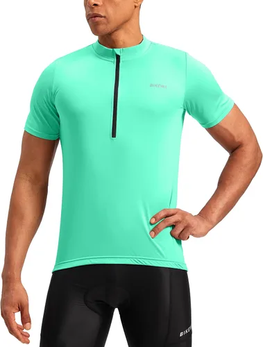 Miniatura 2 de Bikewa Maillot de ciclismo para hombre que absorbe la humedad, manga corta, UPF media cremallera, ciclismo, ciclismo de carretera, camisas