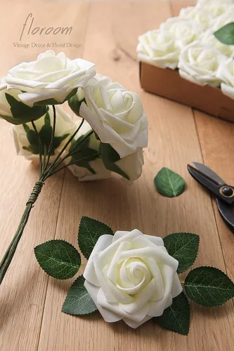 Miniatura 6 de Floroom - Flores artificiales de espuma con aspecto real y tallos, para manualidades, ramos de boda, centros de mesa, despedida de soltera, fiesta