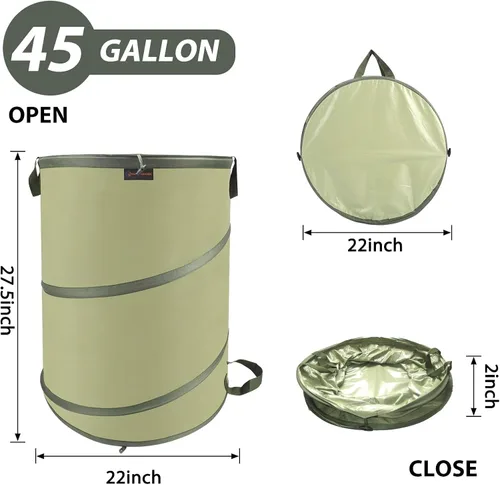 Miniatura 3 de YUDI & GARDEN - Bolsa de jardín plegable de 45 galones Bote de basura plegable, para limpieza de jardinería, actividades al aire libre