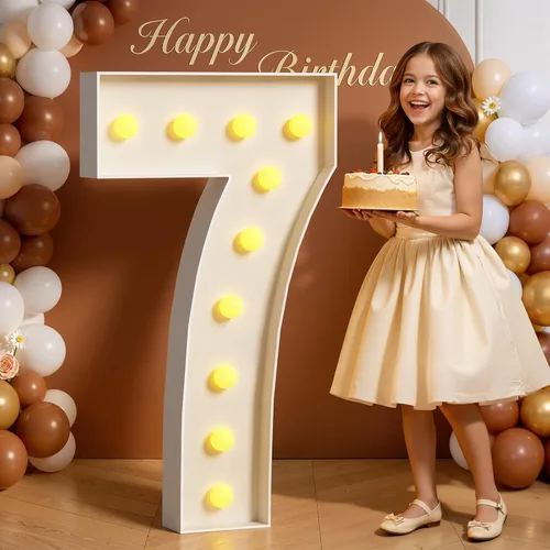 Miniatura 13 de Números de marquesina de 4 pies de alto, 4 pies de alto, números grandes iluminados 0 para 30, 40, 50, 60, decoración de fiesta de cumpleaños