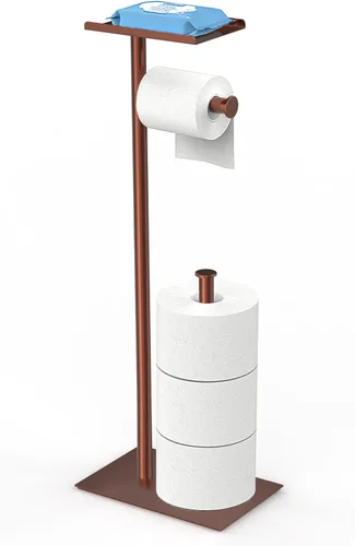Miniatura 10 de Cisily Soporte de papel higiénico negro con estante para teléfono, decoración para baño. Almacenamiento independiente para rollos de papel