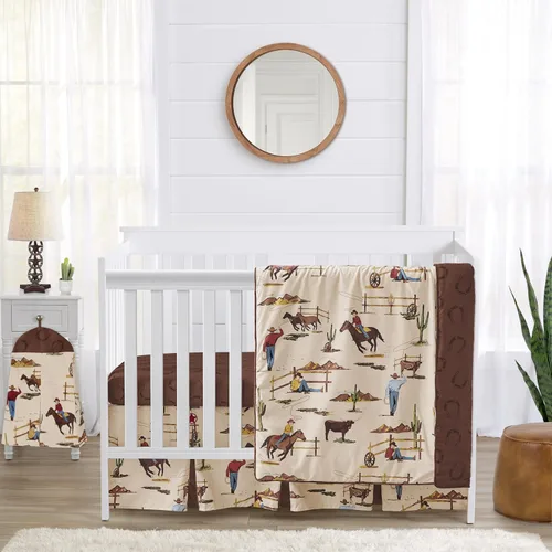 Miniatura 7 de Sweet Jojo Designs Juego de ropa de cama para cuna de bebé de 4 piezas (vaquero occidental) para niños, bebés/guardería, incluye manta, sábana
