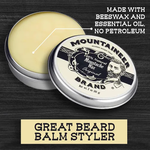 Miniatura 5 de Cera de bigote de marca Mountaineer, natural, sin residuos, clara y fácil de usar, 2 oz de estaño, Original