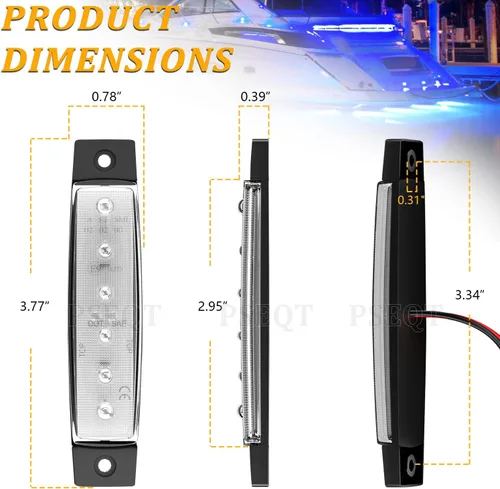 Miniatura 6 de PSEQT Luces LED de navegación para barco, interior marino, tira de luz de cortesía, cubierta de popa, iluminación de cabina de 3.8 pulgadas, 6 LED