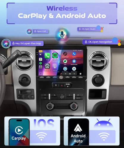 Miniatura 4 de Estéreo de coche de 4 GB+64 GB para Ford F150 (2009-2012) CarPlay Android Auto inalámbrico Radio de coche con pantalla táctil de 9 pulgadas