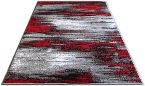 Miniatura 7 de Masada Rugs, Alfombra moderna y contemporánea, rojo, gris, negro (8 pies x 10 pies), alfombra grande para sala de estar, dormitorio, oficina