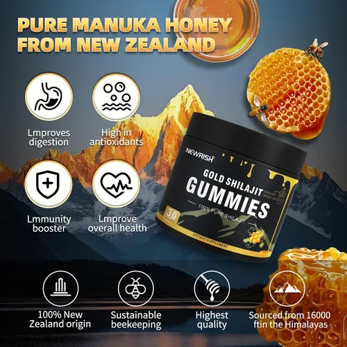 Miniatura 4 de Shilajit - Gomitas para mujer, palitos de miel Shilajit, gomitas Shilajit, ácido fúlvico y más de 85 minerales traza I para hombres, mujeres I sin