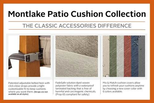 Miniatura 5 de Classic Accessories Montlake FadeSafe - Cojín para sillas de patio resistente al agua, 44 x 20 x 3 pulgadas, color beige antiguo, juego de cojines