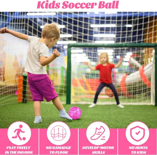 Miniatura 3 de DLUGOPIS Sparkling Pink Toddler Soccer Ball - Mini, Age 3-8, Indoor/Outdoor, Small Size for Boys & Girls (Sparkling Pink, 1)