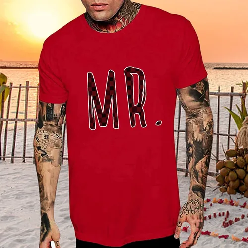 Miniatura 2 de Camiseta de manga corta unisex con estampado de letras a juego para parejas, para San Valentín