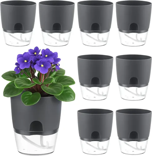 Miniatura 11 de Macetas de riego automático para plantas de interior, macetas para exteriores, paquete de 3 macetas de riego automático de 6 pulgadas, macetas